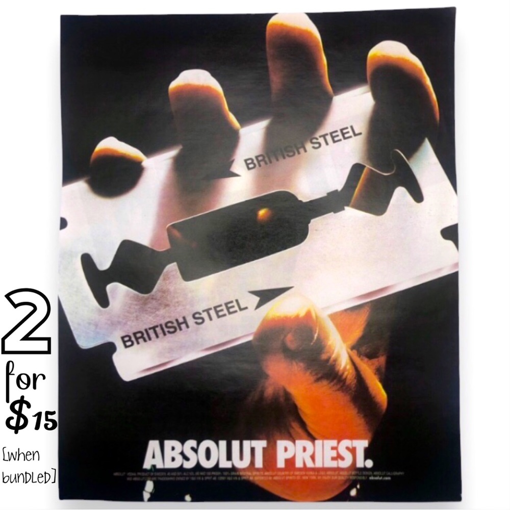🟢[Absolut Vodka] ABSOLUT PRIEST Original 2001 Vintage Magazine Advertisement